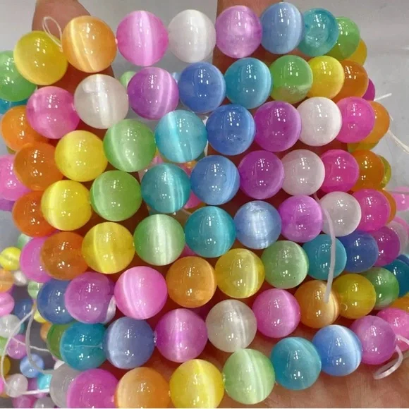 Selenite bracelet rainbow crystal beaded healing peaceful calm selenium gypsum - Picture 3 of 3